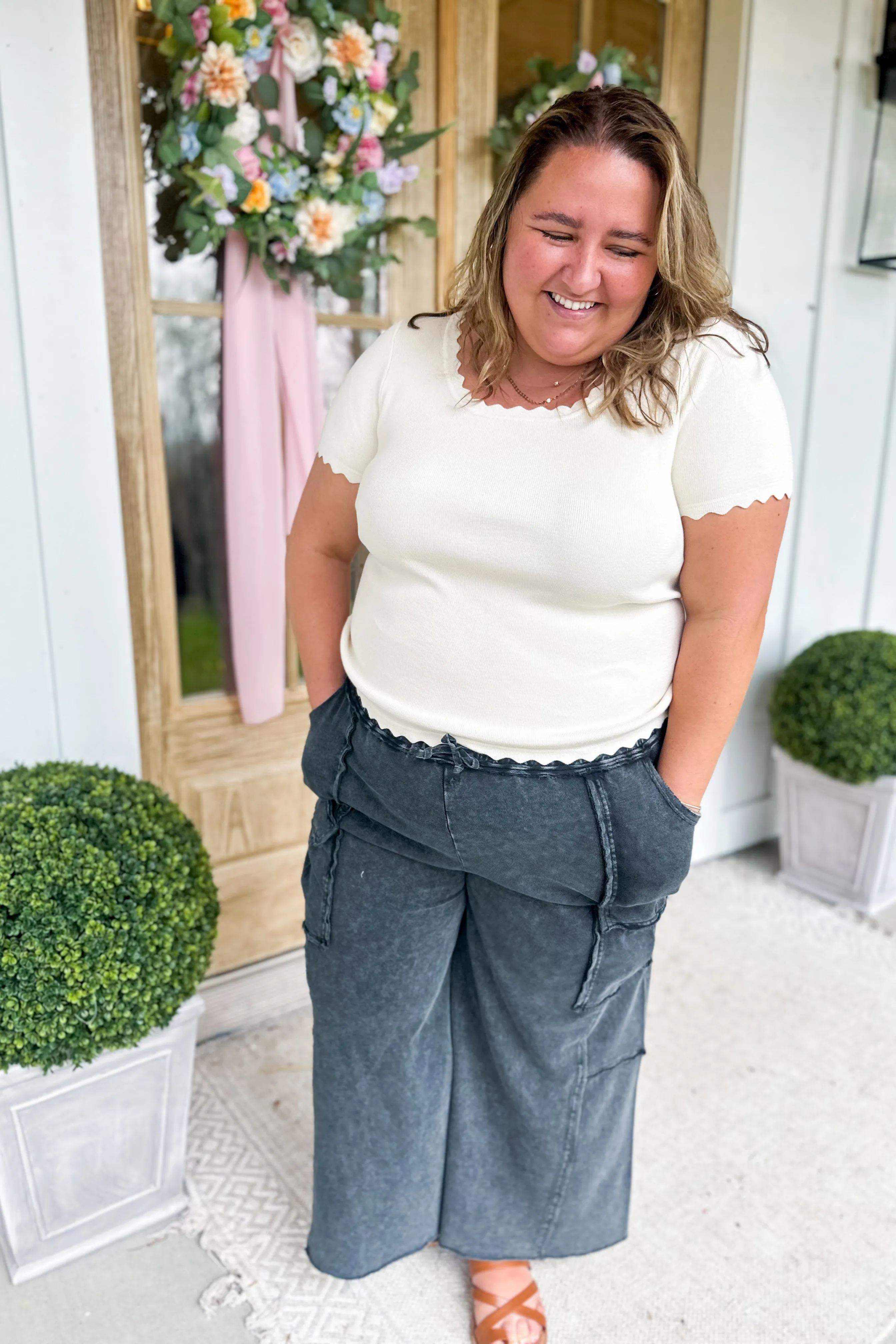 Mateo Mineral Washed Wide Leg Cargo Pants [S-3X]