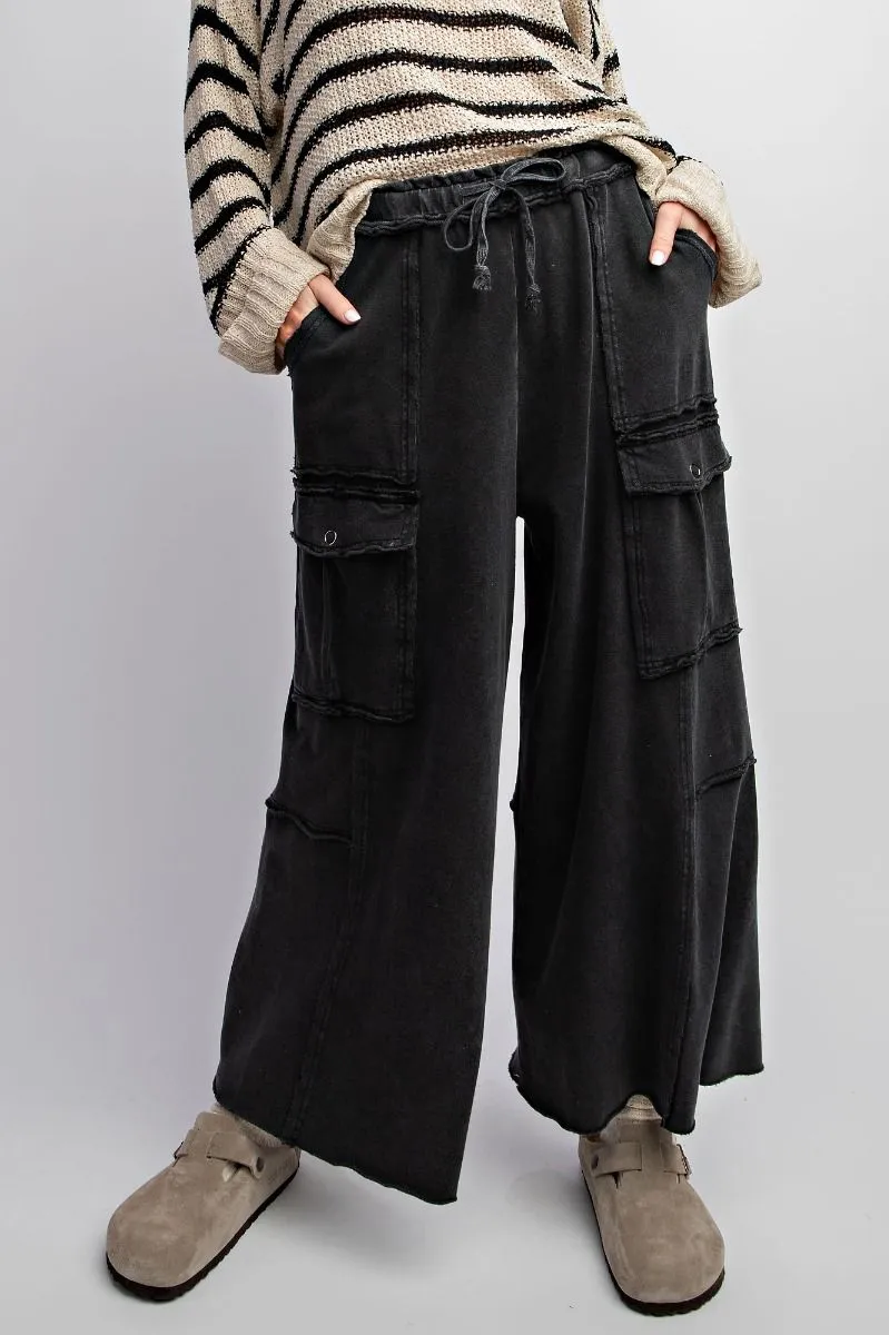 Mateo Mineral Washed Wide Leg Cargo Pants [S-3X]