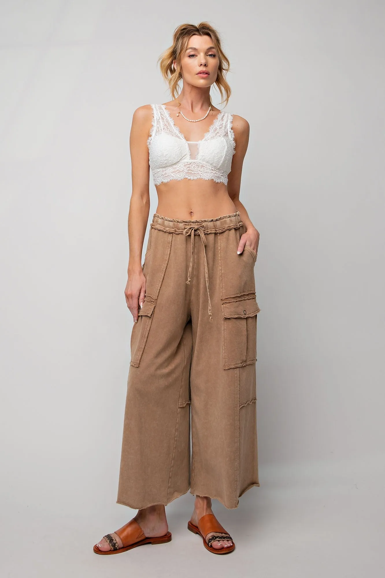 Mateo Mineral Washed Wide Leg Cargo Pants [S-3X]