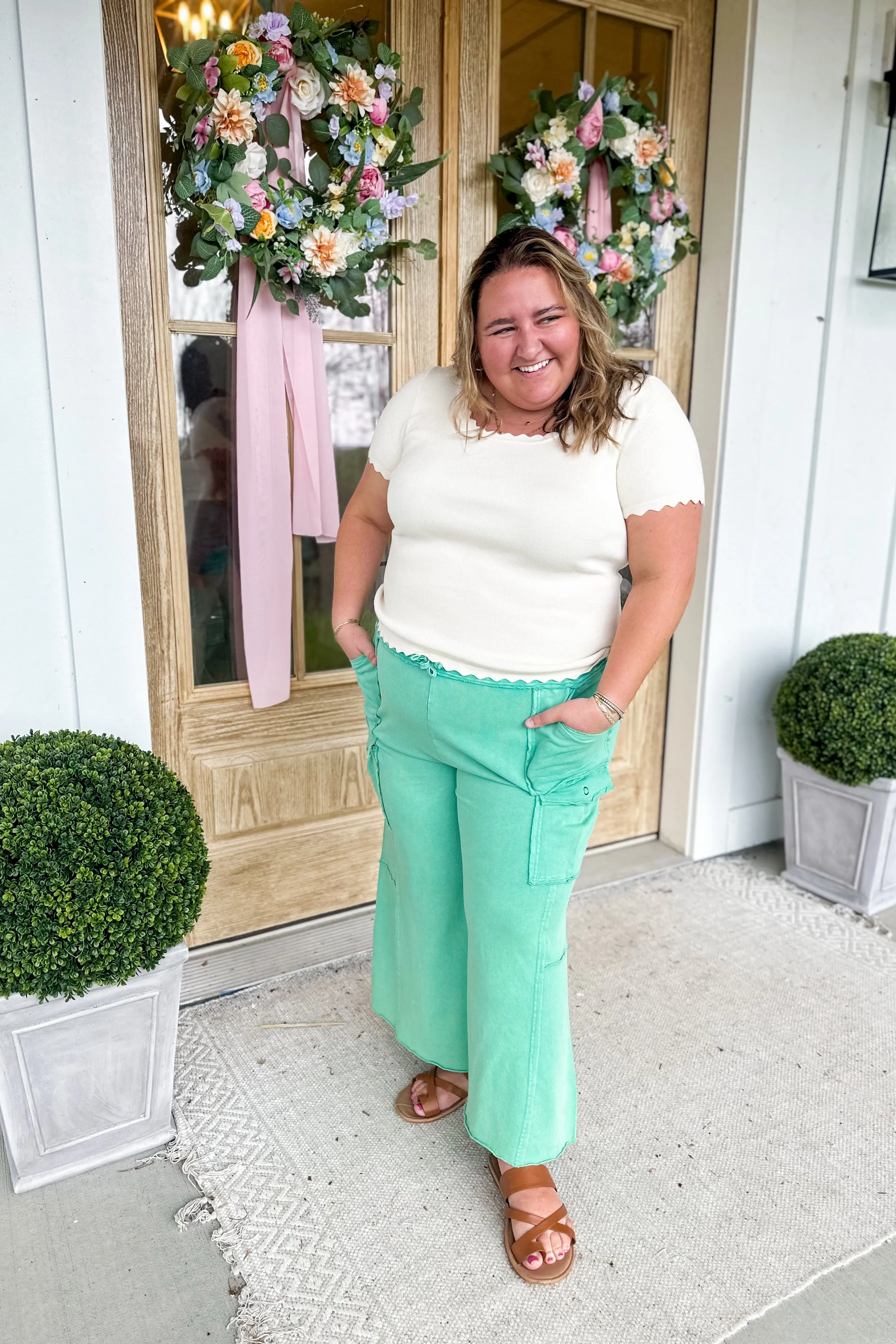 Mateo Mineral Washed Wide Leg Cargo Pants [S-3X]