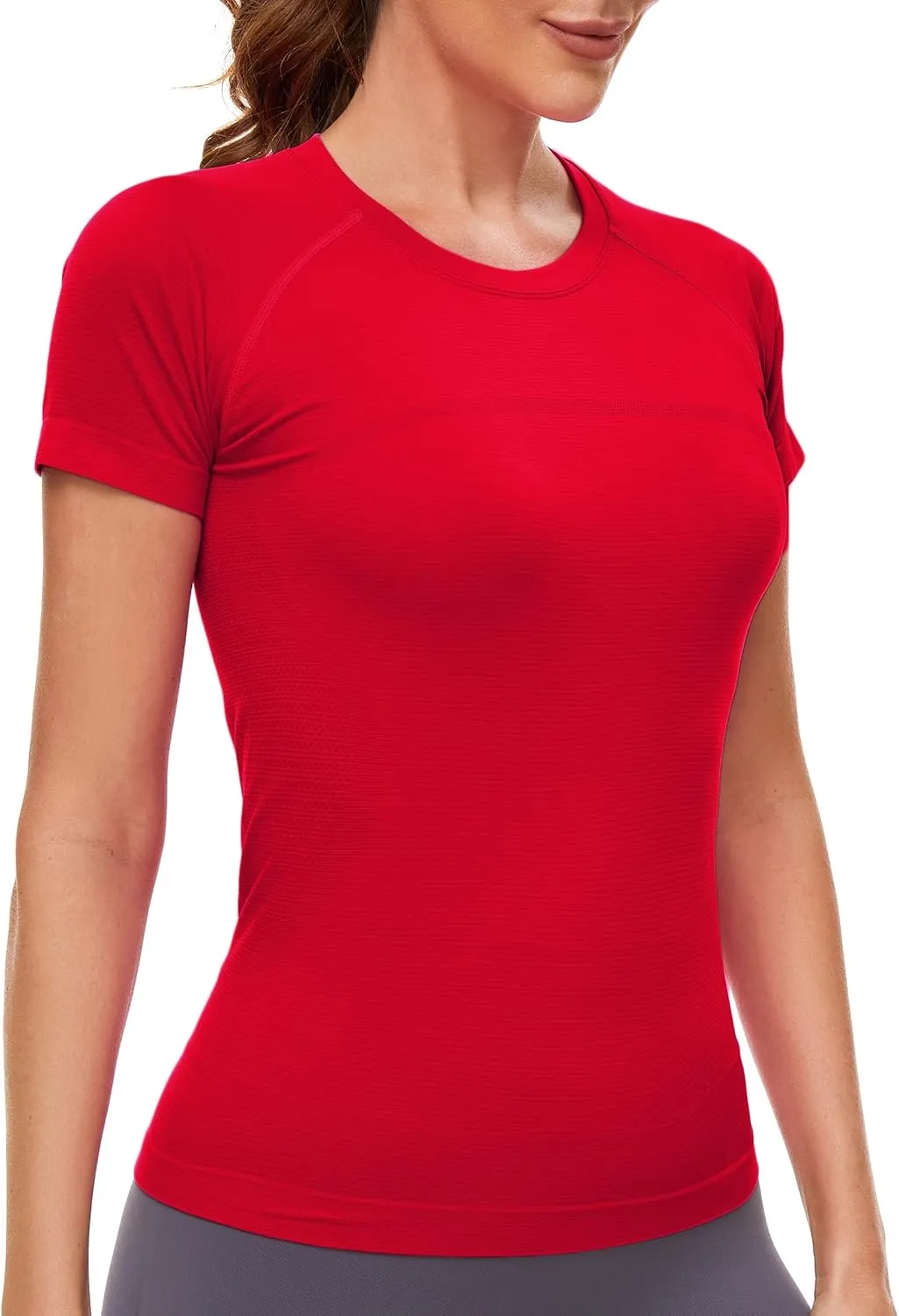 MathCat Workout Shirts for Women Short Sleeve Seamless Yoga Athletic Tees Sports Breathable Gym Athletic Tops