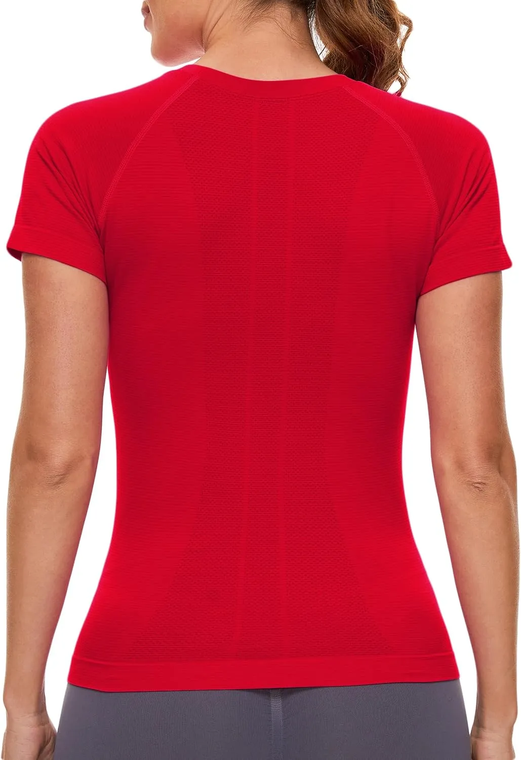 MathCat Workout Shirts for Women Short Sleeve Seamless Yoga Athletic Tees Sports Breathable Gym Athletic Tops