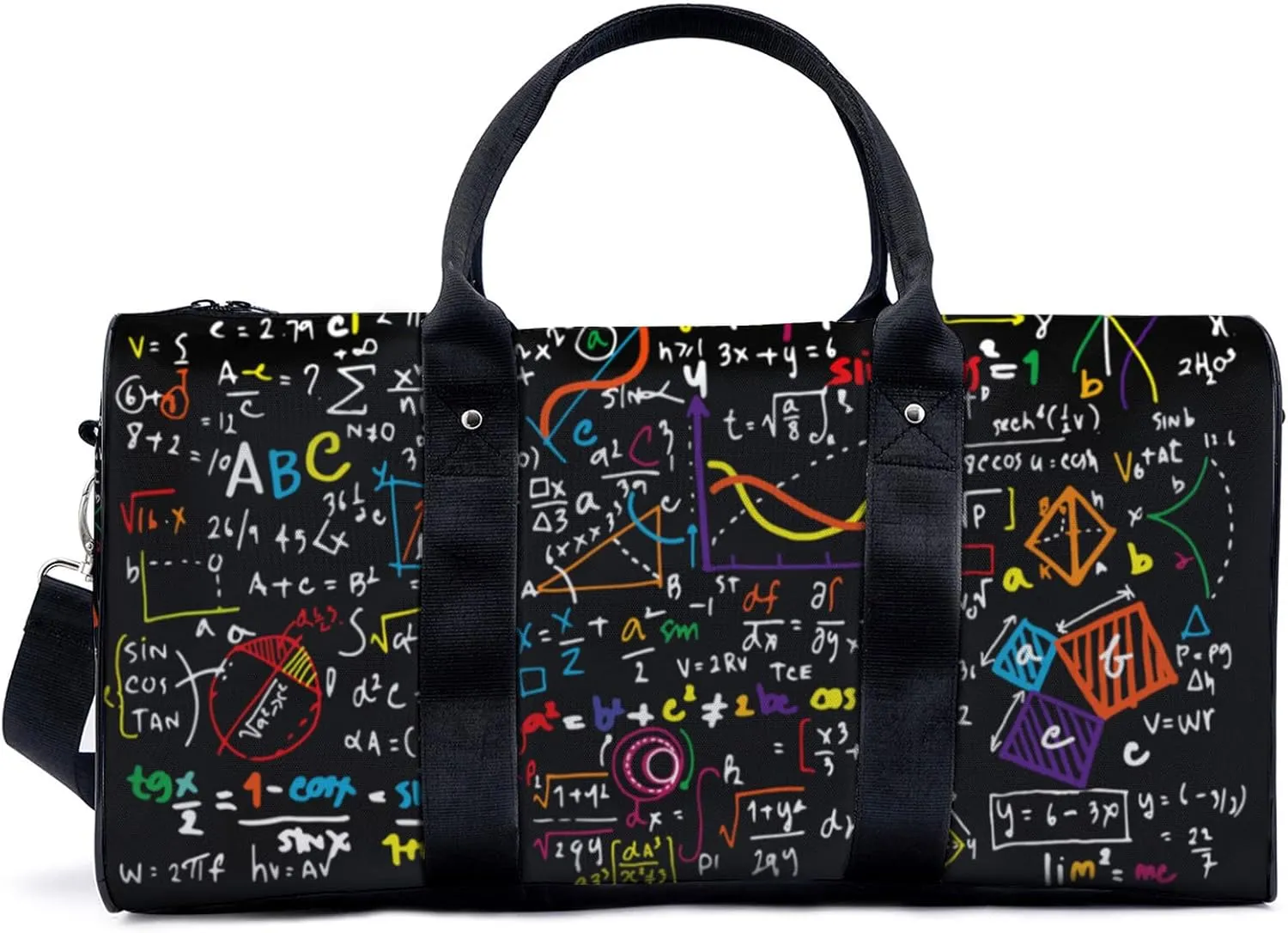 Mathematical Formula Diagram Travel Luggage Duffel Bag with Adjustable Strap Science Topics Sports Bag Lightweight Canvas Gym Tote Bag for Men and Women