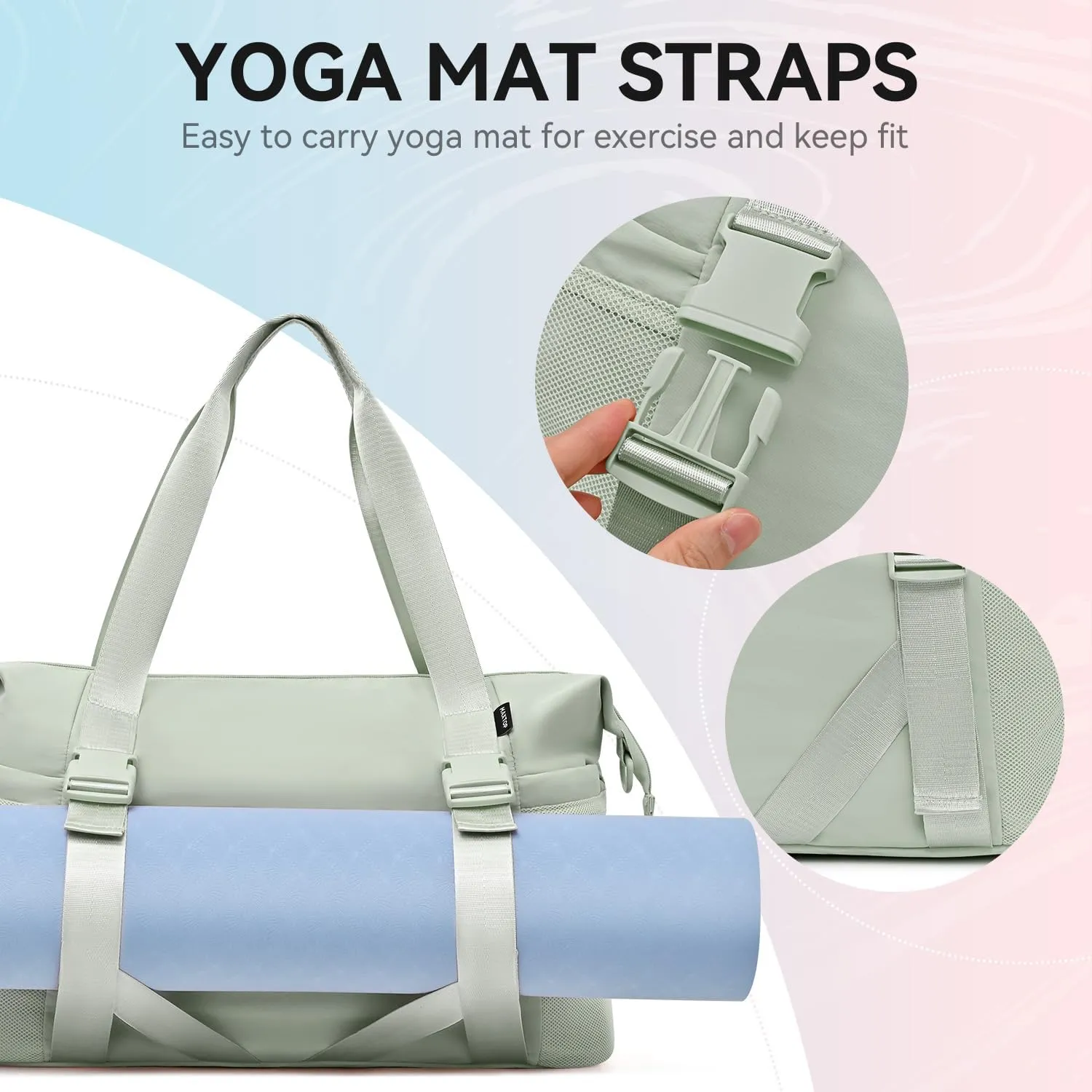 MAXTOP Women's Gym Yoga Duffle Bag with Shoe Pouch,Multi-Purpose Overnight Travel Bag for Gym,Work, Dance, Sports