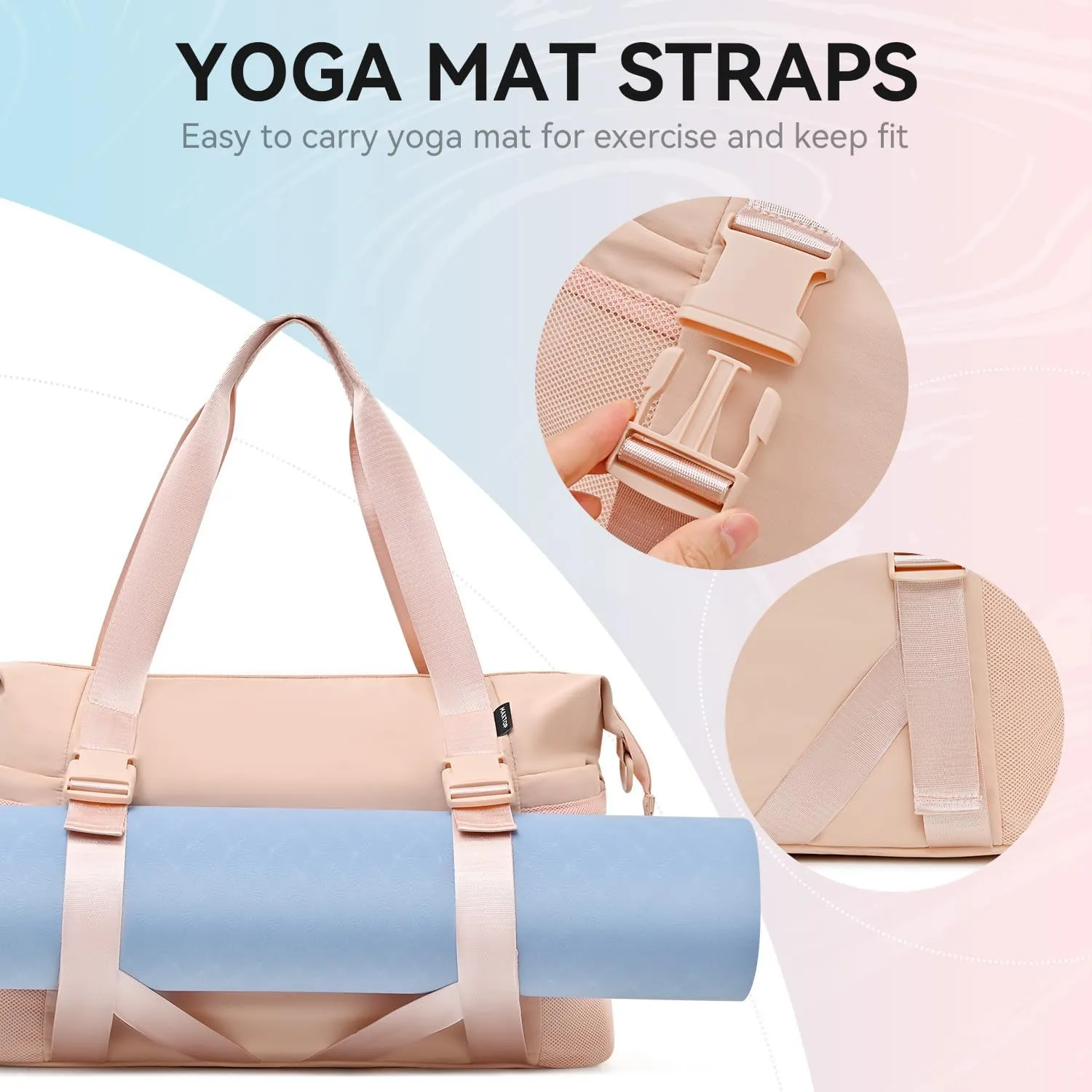 MAXTOP Women's Gym Yoga Duffle Bag with Shoe Pouch,Multi-Purpose Overnight Travel Bag for Gym,Work, Dance, Sports