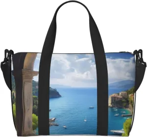 Mediterranean View printed Tote Crossbody Travel Bag Sports Tote Gym Bag Tote Luggage