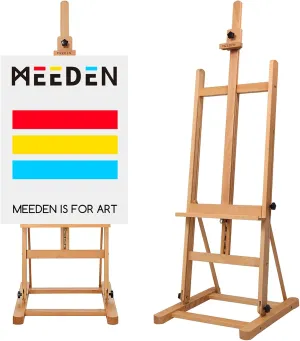 MEEDEN Art Painting Easel - Solid Beechwood H-Frame Studio Easel Stand, Artist Adjustable Floor Easel for Painting Adults, Beginner & Artists, Painter Wooden Easel Holds Canvas Art up to 48"