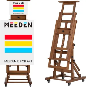 MEEDEN Extra-Large Art Painting Easel: Solid Beech Wood Artist Easel - Professional Heavy-Duty Studio Easel for Adults - Movable H Frame Floor Easel Stand for Painting Canvas up to 79"