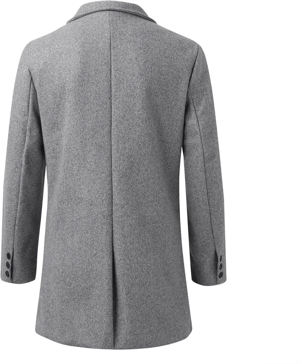 Men's Casual Trench Coat Slim Fit Notched Collar Mid Long Jacket Loose Blend Overcoat Business Warm Winter Coat