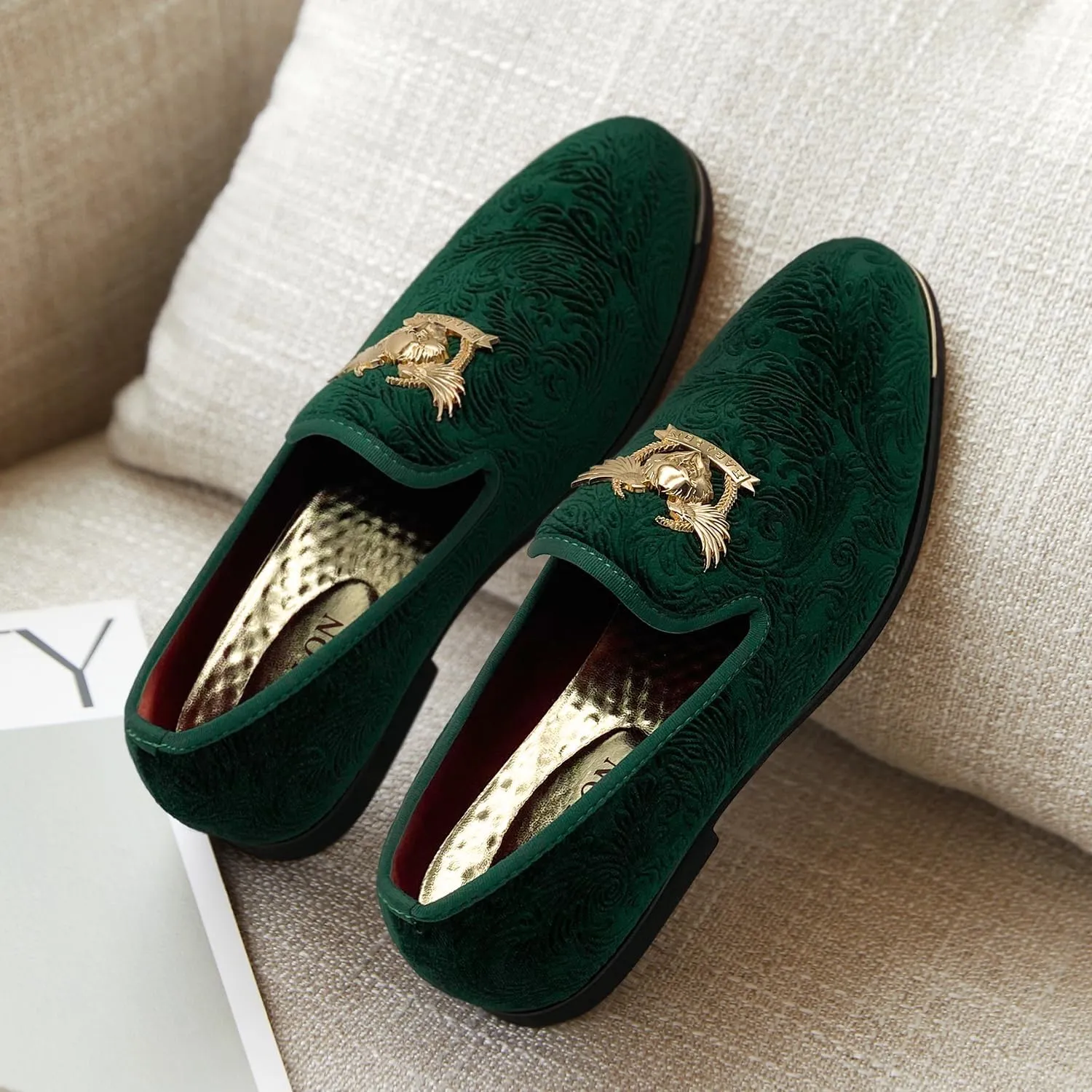 Men's Loafers Vintage Slip on Suede Dress Shoes Velvet Dress Loafers Size 7-13