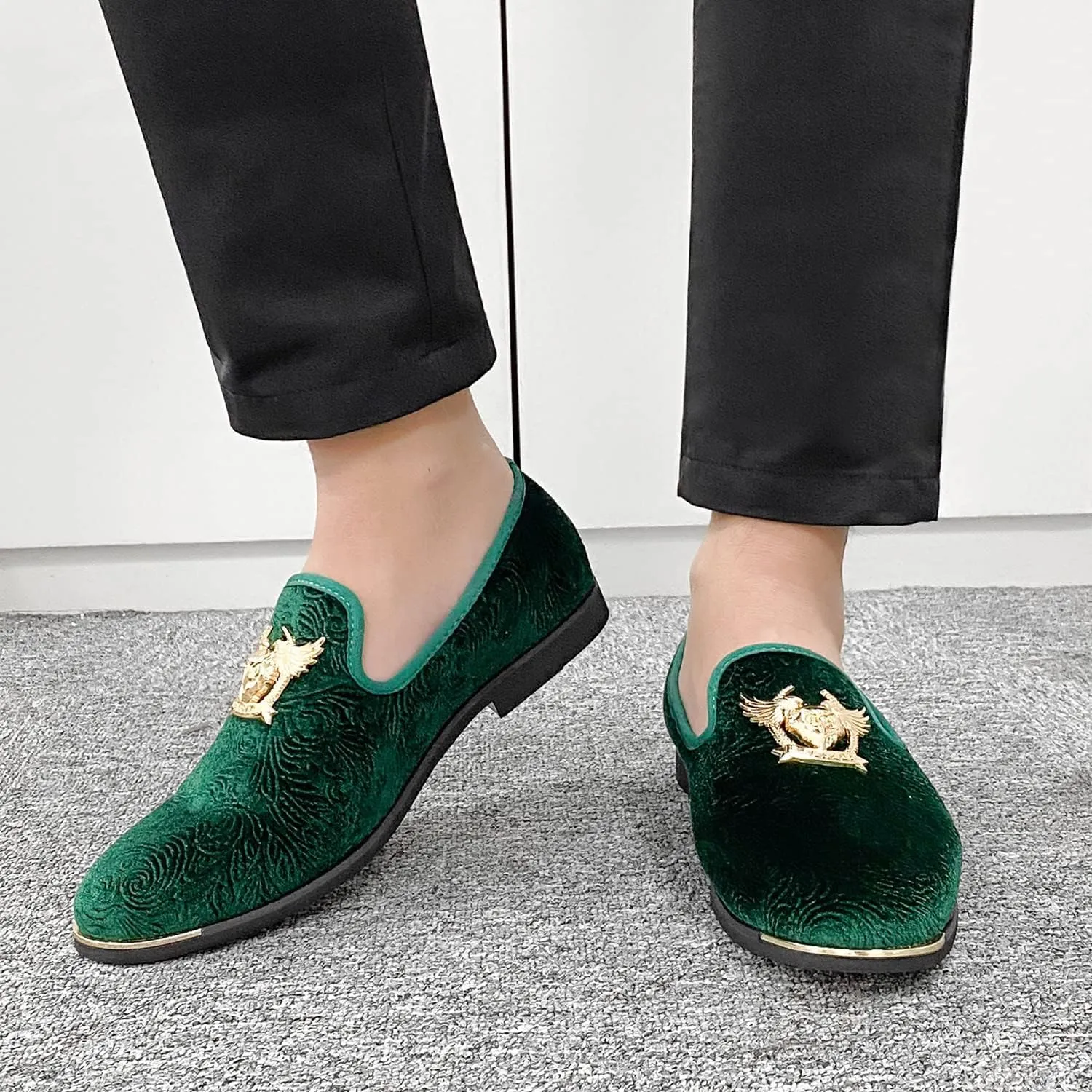 Men's Loafers Vintage Slip on Suede Dress Shoes Velvet Dress Loafers Size 7-13