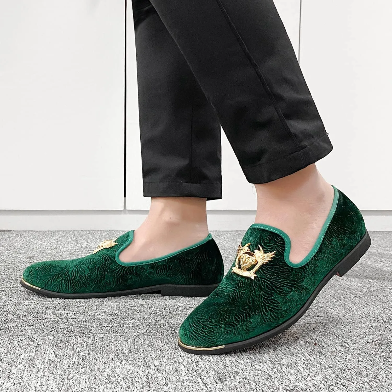 Men's Loafers Vintage Slip on Suede Dress Shoes Velvet Dress Loafers Size 7-13