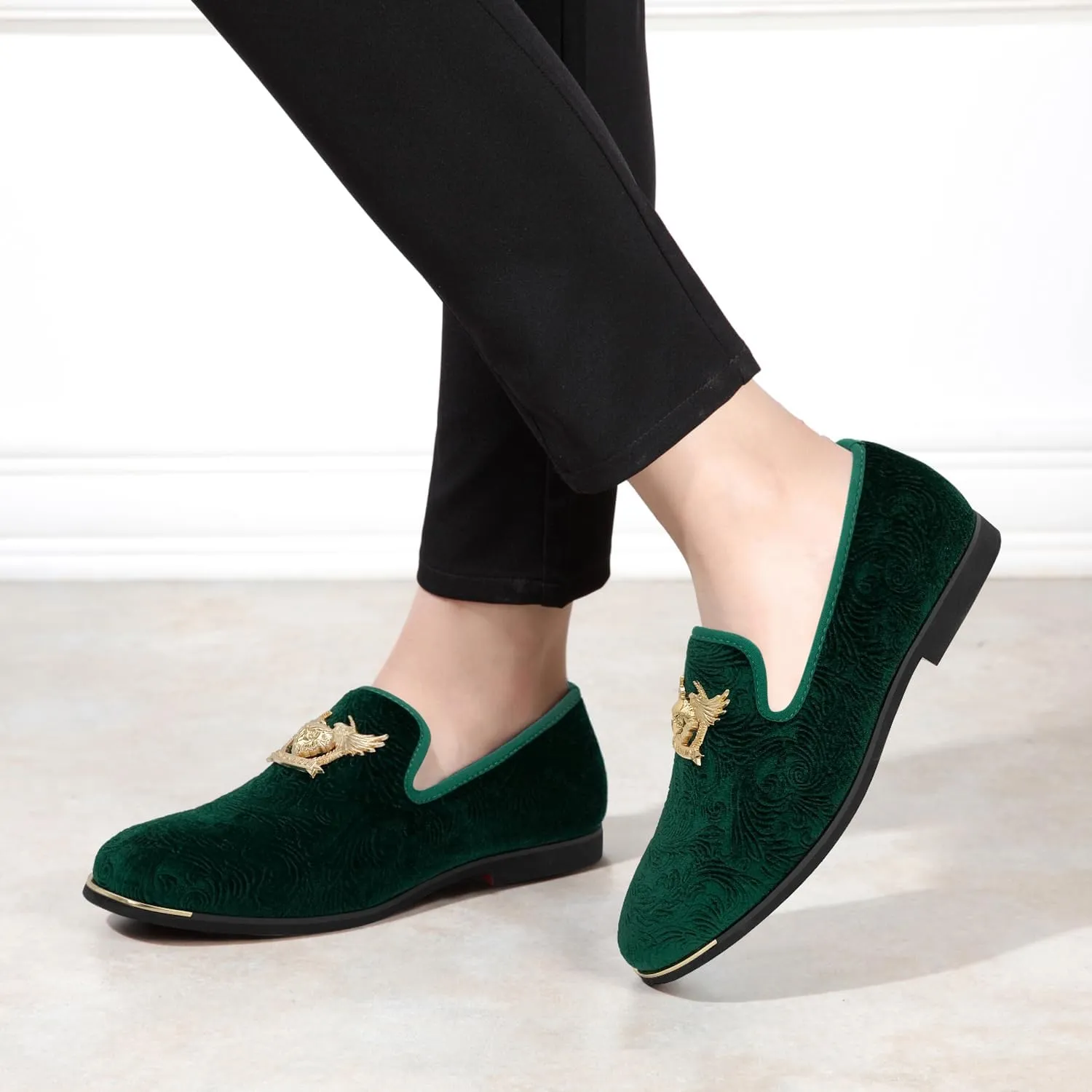 Men's Loafers Vintage Slip on Suede Dress Shoes Velvet Dress Loafers Size 7-13