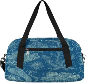 Mermaid Seaweed Kids Duffle Bag for Boys Girls Overnight Travel Bag Kids Duffel Bags Ballet Weekender Bag for School Gym Sport Sleepover Carry On Bag