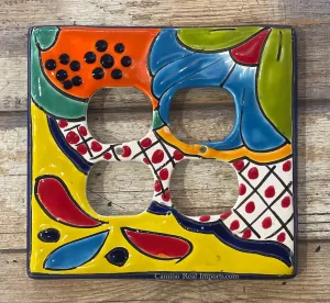 MEXICAN TALAVERA POTTERY DOUBLE  OUTLET SWITCH PLATE TDOSP007