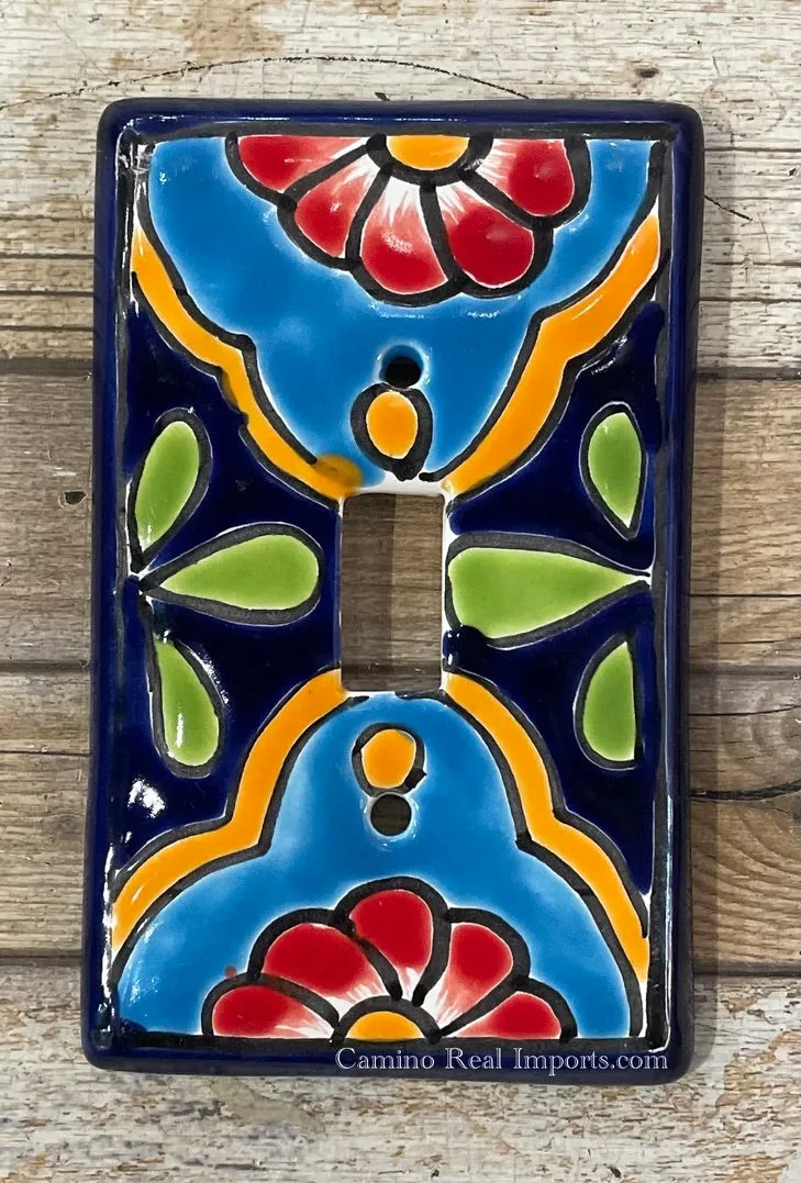 Mexican Talavera Pottery Single Toggle Switch Plate TTSP018