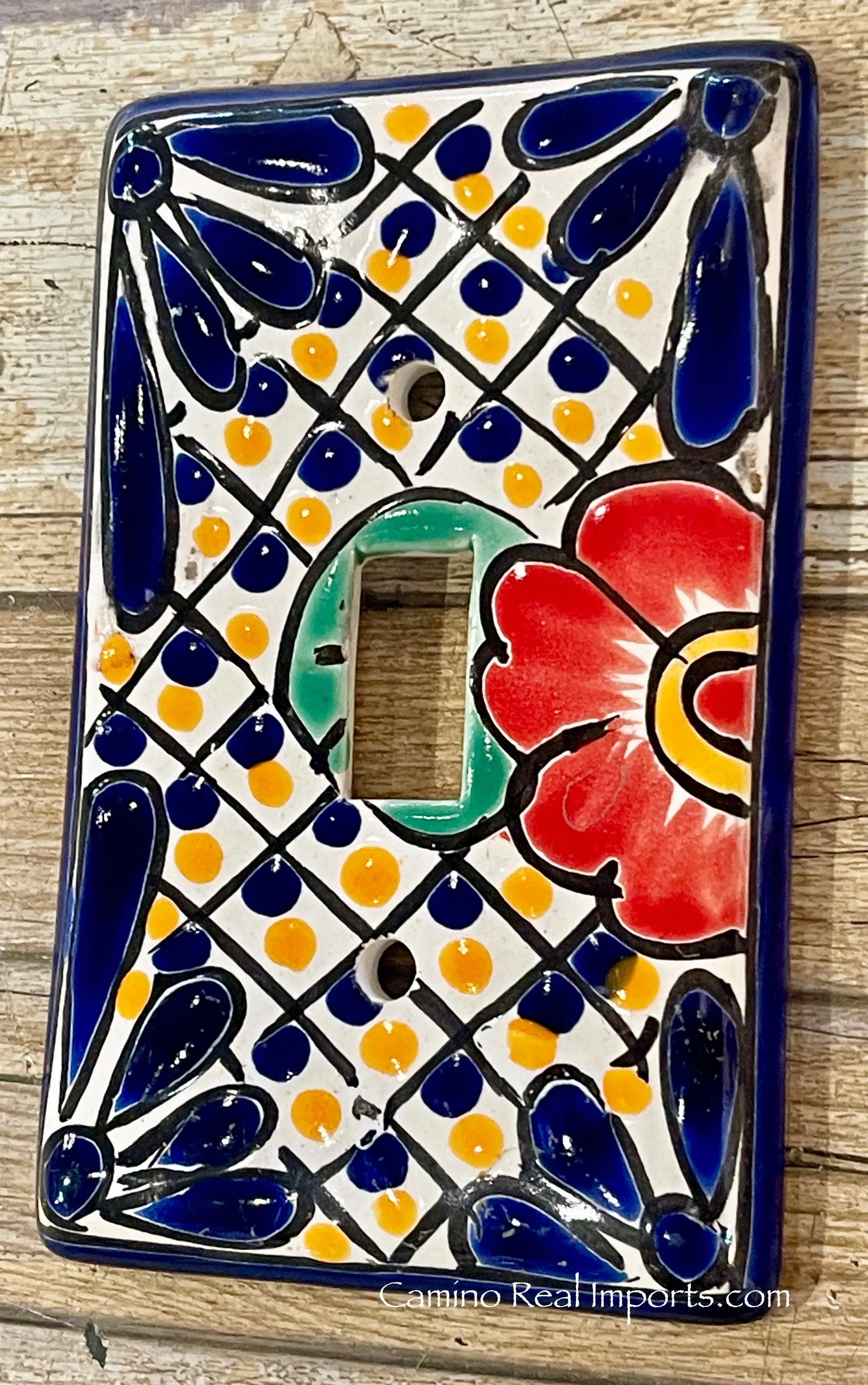 Mexican Talavera Pottery Single Toggle Switch Plate TTSP019