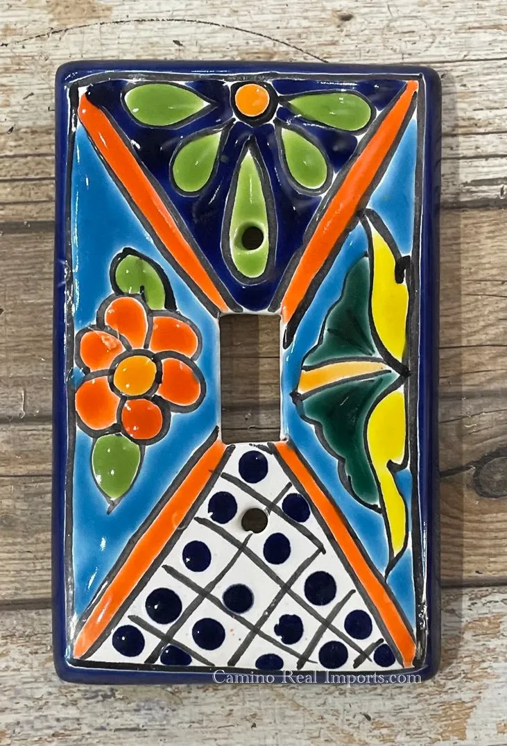 Mexican Talavera Pottery Single Toggle Switch Plate TTSP028