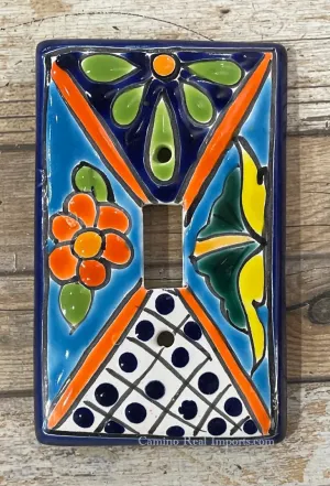 Mexican Talavera Pottery Single Toggle Switch Plate TTSP028