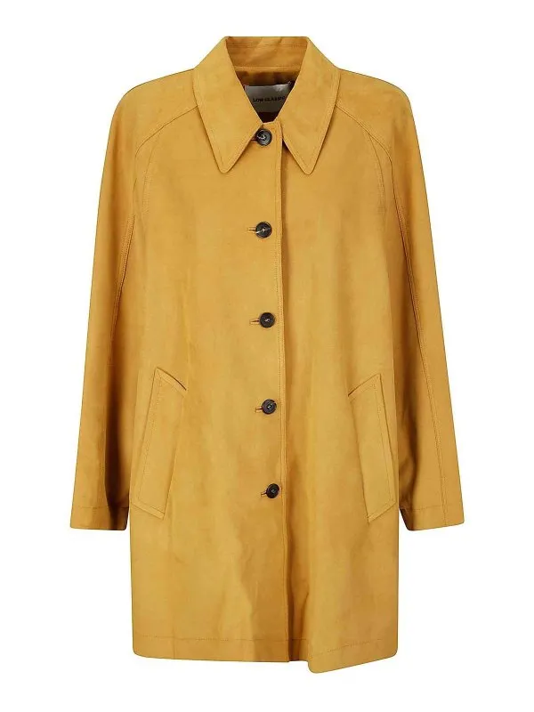 Mezzo Cappotto In Pelle Scamosciata