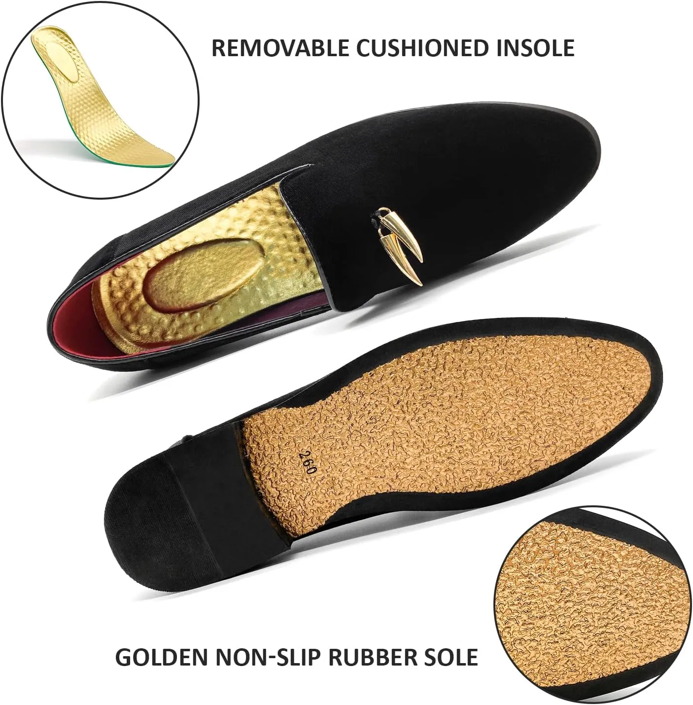 MHB Men's Penny Slip-On Velvet Loafer Suede Dress Shoes Glitter Smoking Slipper