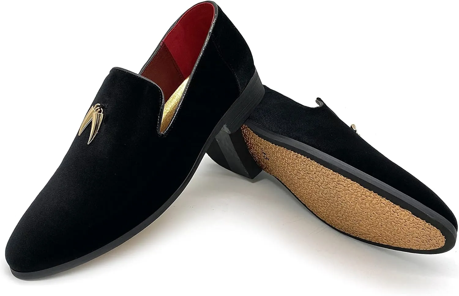 MHB Men's Penny Slip-On Velvet Loafer Suede Dress Shoes Glitter Smoking Slipper