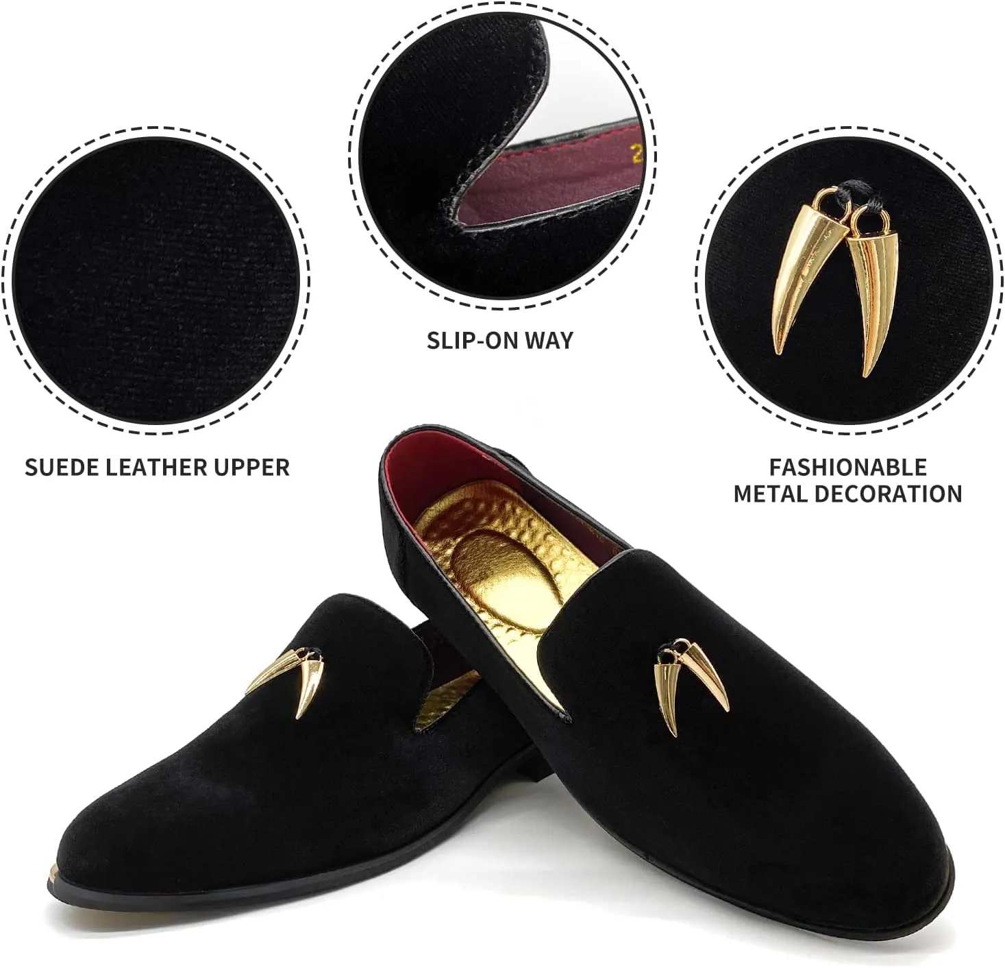 MHB Men's Penny Slip-On Velvet Loafer Suede Dress Shoes Glitter Smoking Slipper