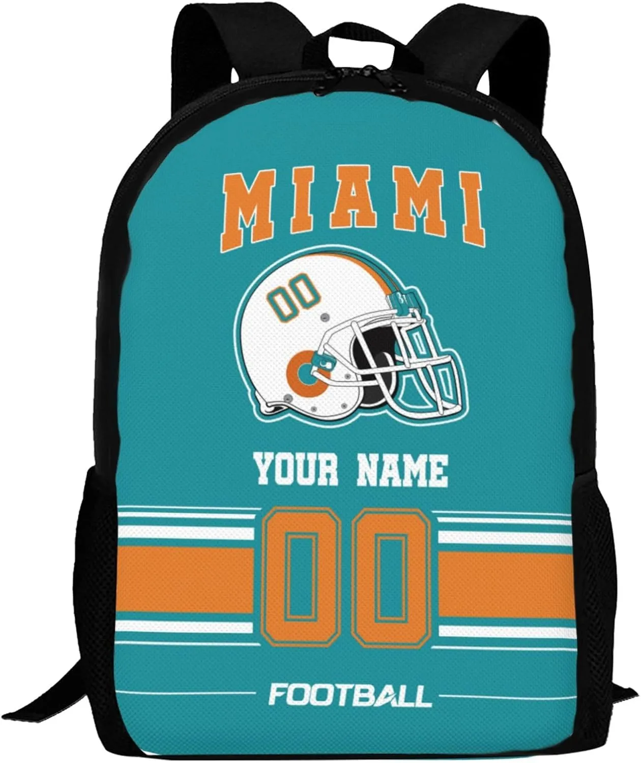 Miami Shoulder Backpack for Men Kids, Personalized High Capacity School Backpacks with Name Number Daily Use Laptop Bag Travel Bag