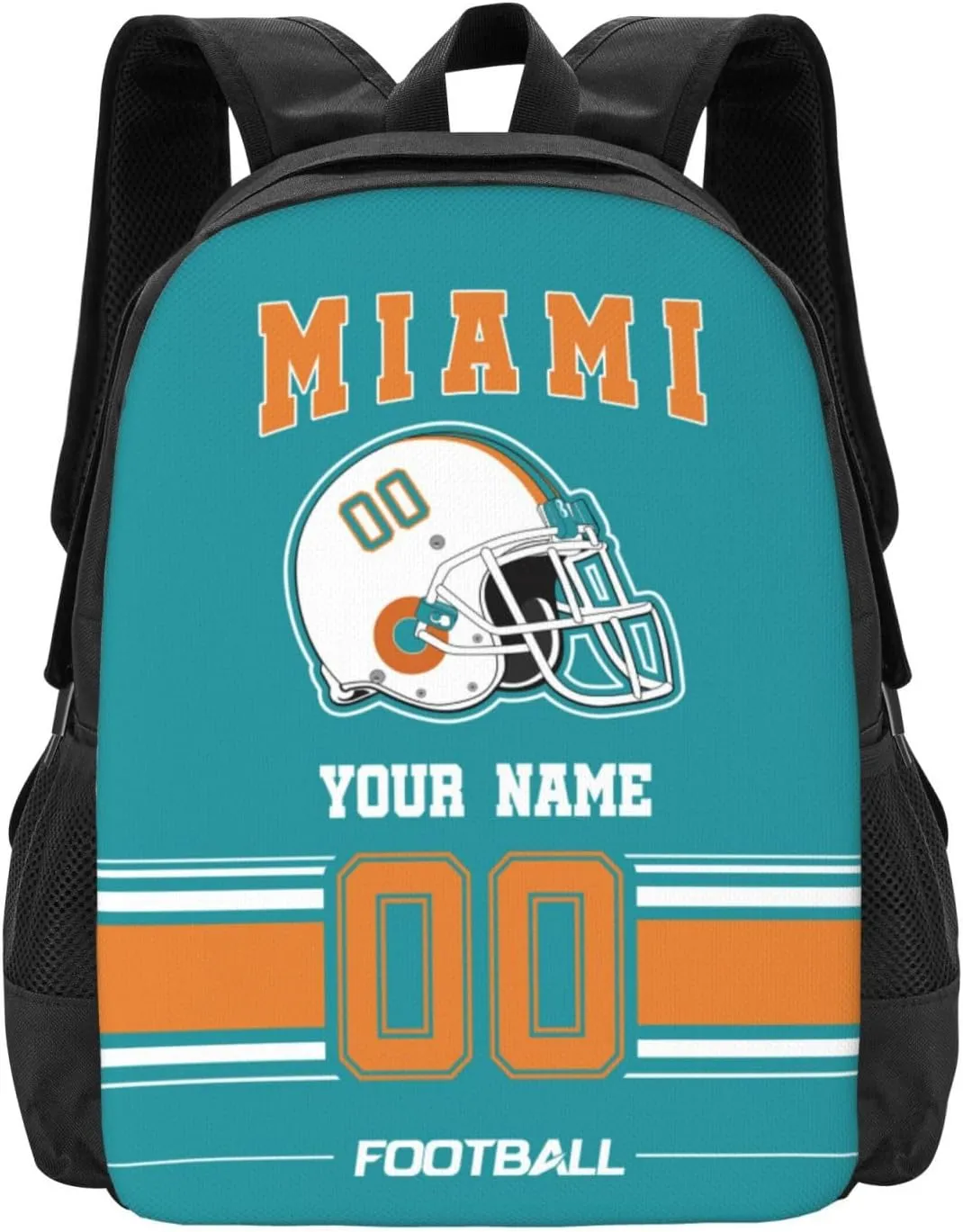 Miami Shoulder Backpack for Men Kids, Personalized High Capacity School Backpacks with Name Number Daily Use Laptop Bag Travel Bag