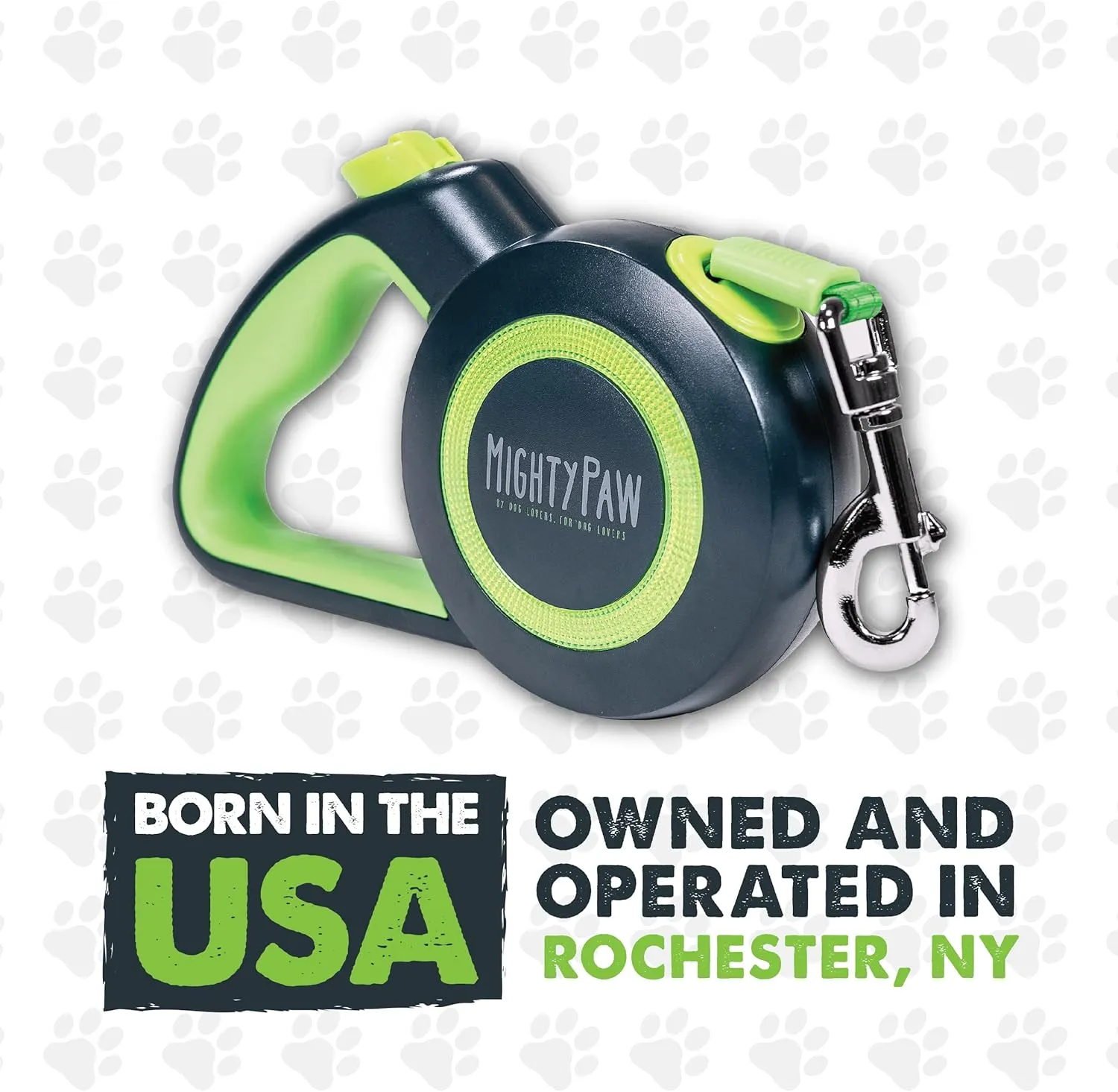 Mighty Paw Retractable Dog Leash 2.0 - Auto-Locking Button for The Control When You Need - Stainless Steel Coil for Smooth Retraction - Super Reflective Ring for Nighttime Visibility - No More Tangle
