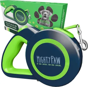 Mighty Paw Retractable Dog Leash 2.0 - Auto-Locking Button for The Control When You Need - Stainless Steel Coil for Smooth Retraction - Super Reflective Ring for Nighttime Visibility - No More Tangle