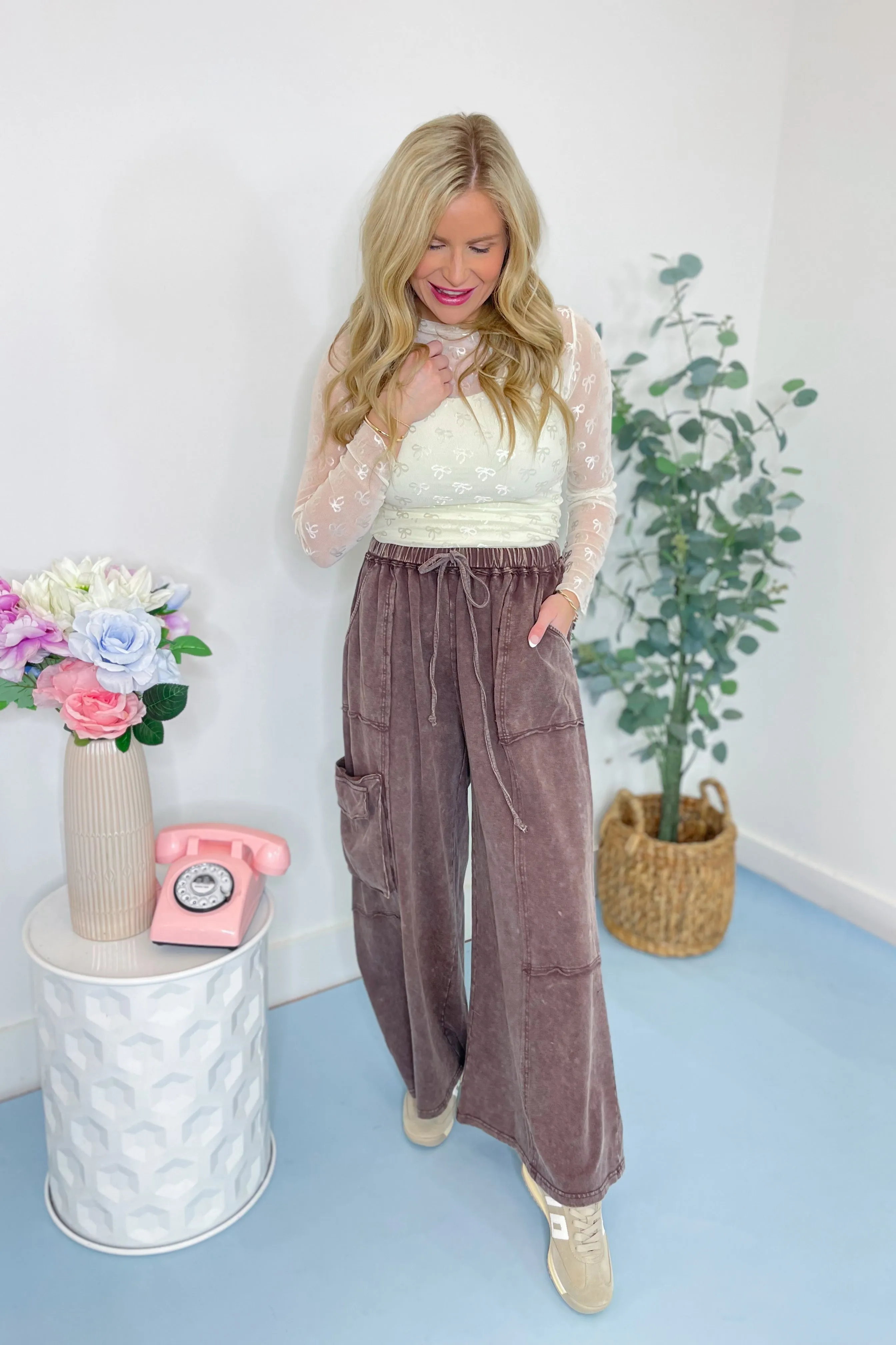 Mike Mineral Washed Terry Knit Pant Bottoms