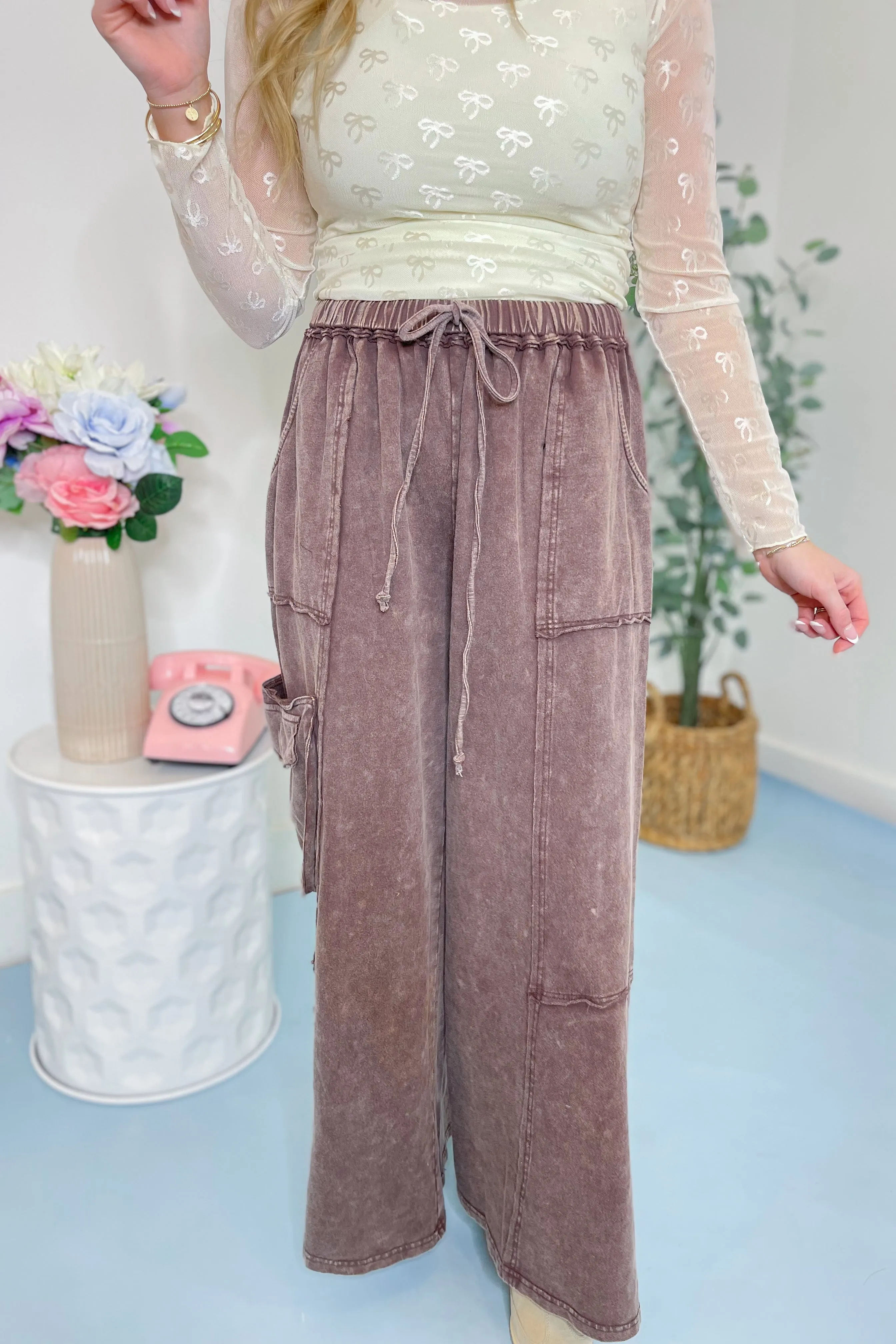 Mike Mineral Washed Terry Knit Pant Bottoms