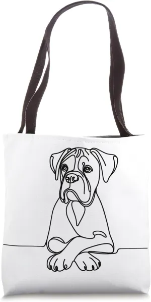 Minimalist Boxer Dog, Cute Boxer One-line Art Tote Bag