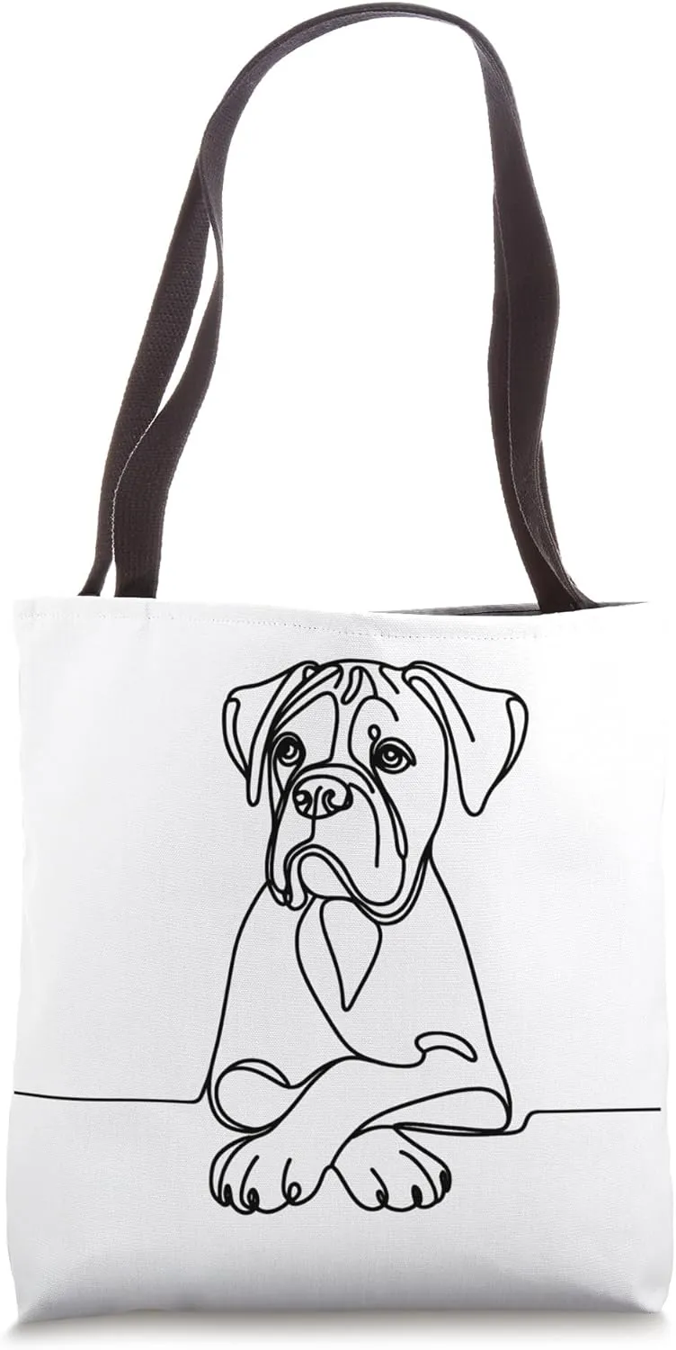 Minimalist Boxer Dog, Cute Boxer One-line Art Tote Bag
