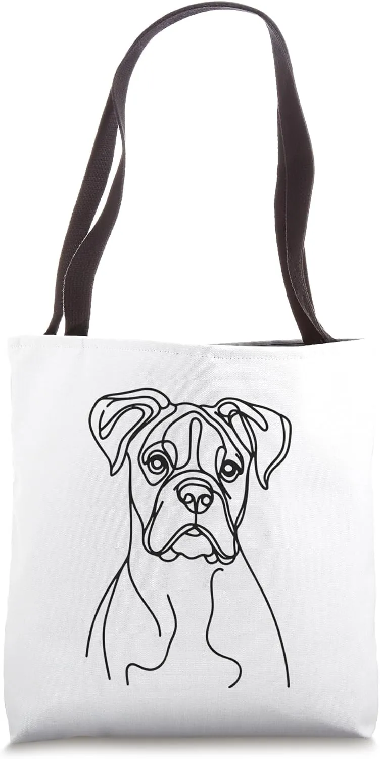 Minimalist Boxer Dog, Cute Boxer One-line Art Tote Bag