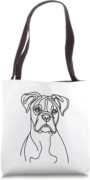 Minimalist Boxer Dog, Cute Boxer One-line Art Tote Bag