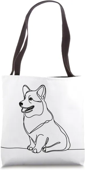 Minimalist Welsh Corgi, Cute Welsh Corgi One-line Art Tote Bag