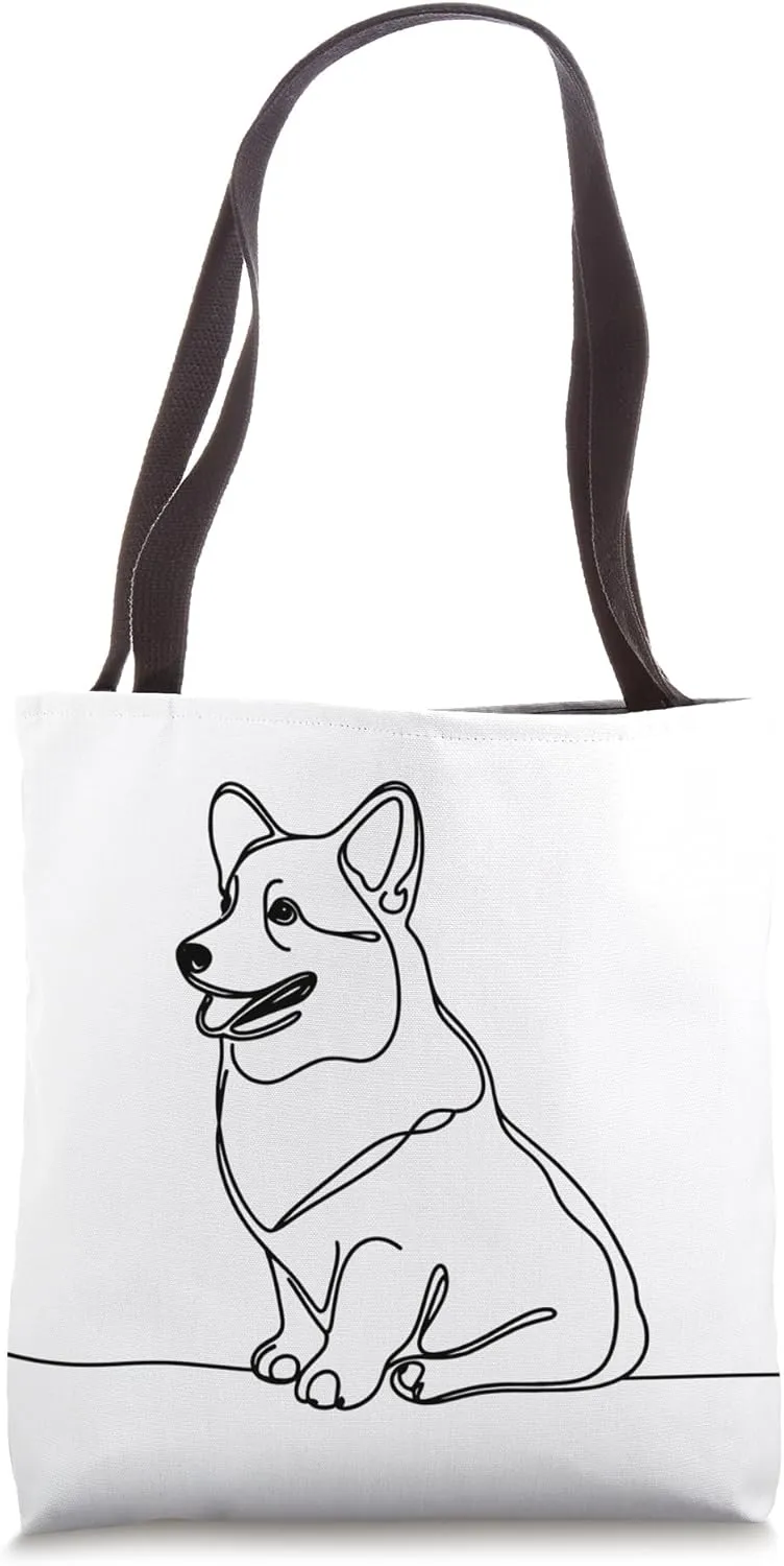 Minimalist Welsh Corgi, Cute Welsh Corgi One-line Art Tote Bag