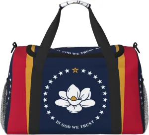 Mississippi State Flag print Large Canvas Travel Duffel Bag Weekender Bags for Women Overnight Bag Carry On Tote Bag