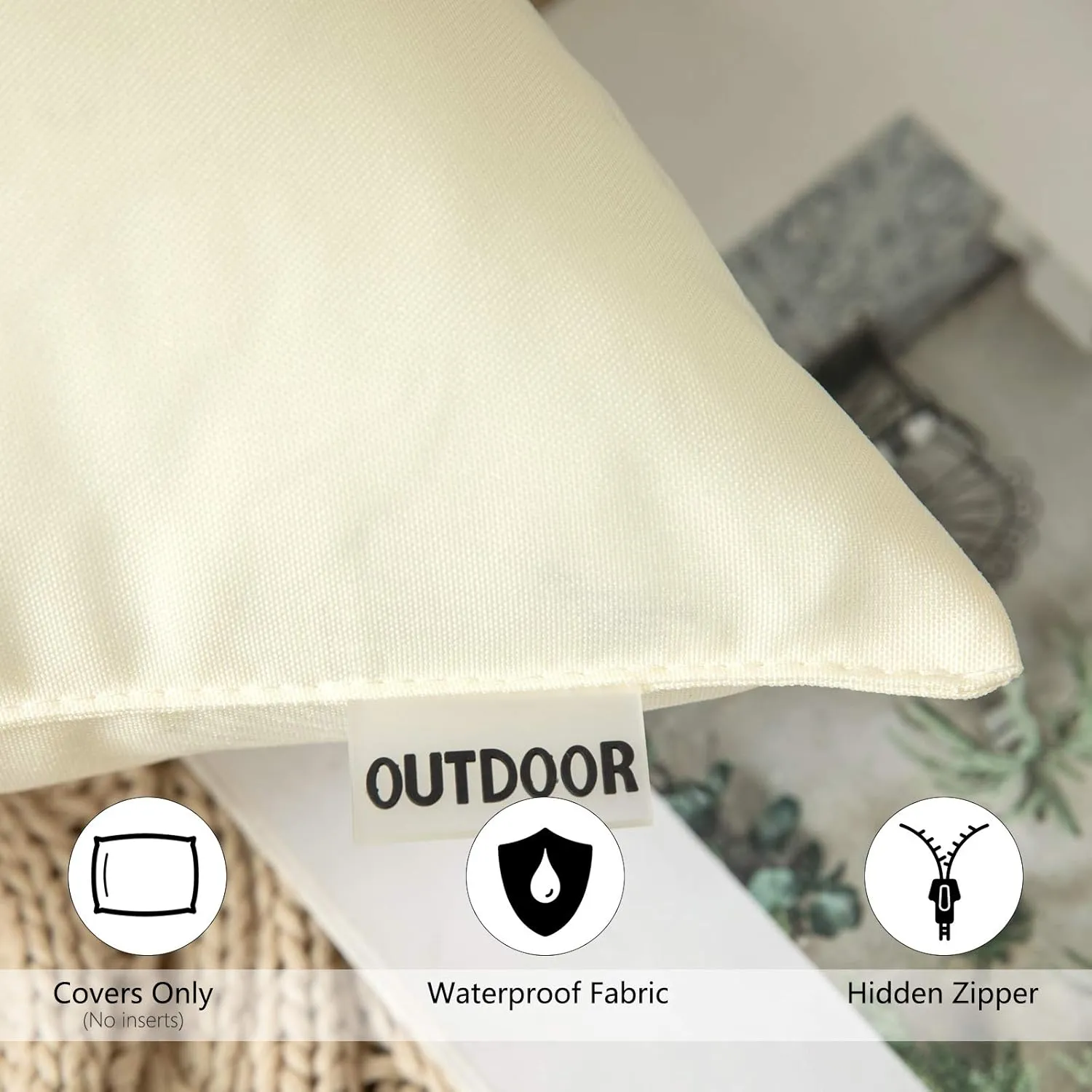 MIULEE Pack of 2 Decorative Outdoor Waterproof Pillow Covers Garden Cushion Sham Throw Pillowcase Shell for Spring Patio Tent Couch 20x20 Inch Beige