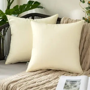 MIULEE Pack of 2 Decorative Outdoor Waterproof Pillow Covers Garden Cushion Sham Throw Pillowcase Shell for Spring Patio Tent Couch 20x20 Inch Beige
