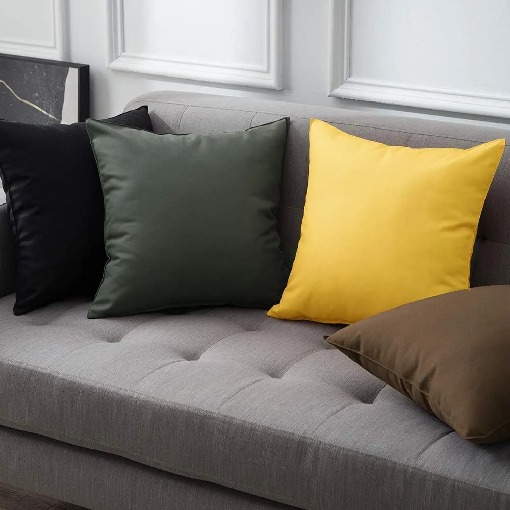 MIULEE Pack of 2 Decorative Outdoor Waterproof Pillow Covers Square Garden Cushion Sham Throw Pillowcase Shell for Spring Patio Tent Couch 20x20 Inch Black