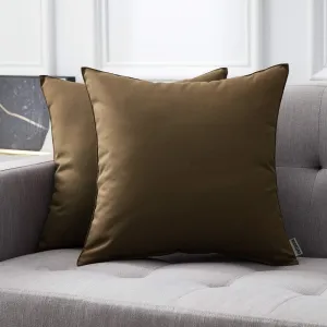 MIULEE Pack of 2 Decorative Pillow Covers Square Cushion Sham Throw Pillowcase Shell Waterproof for Spring Indoor Couch Chair Sofa Patio 20x20 Inch Brown