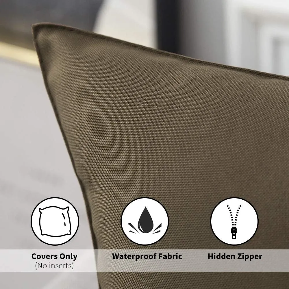 MIULEE Pack of 2 Decorative Pillow Covers Square Cushion Sham Throw Pillowcase Shell Waterproof for Spring Indoor Couch Chair Sofa Patio 20x20 Inch Brown