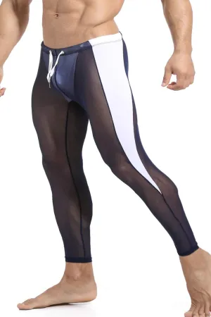 MIZOK Men's Mesh Yoga Pants See Through Compression Tights Workout Leggings