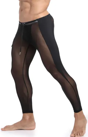 MIZOK Men's Mesh Yoga Pants See Through Compression Tights Workout Leggings