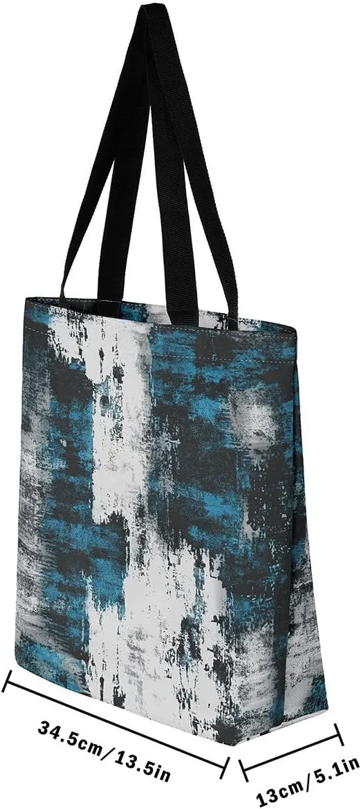 Modern Abstract Canvas Tote Bag Vintage Ombre Art Sandproof Beach Bag,Minimalism Red Orange Blue