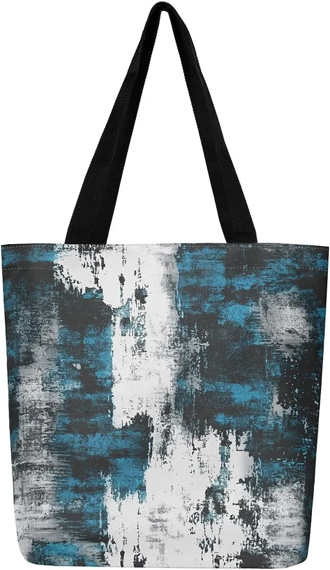 Modern Abstract Canvas Tote Bag Vintage Ombre Art Sandproof Beach Bag,Minimalism Red Orange Blue