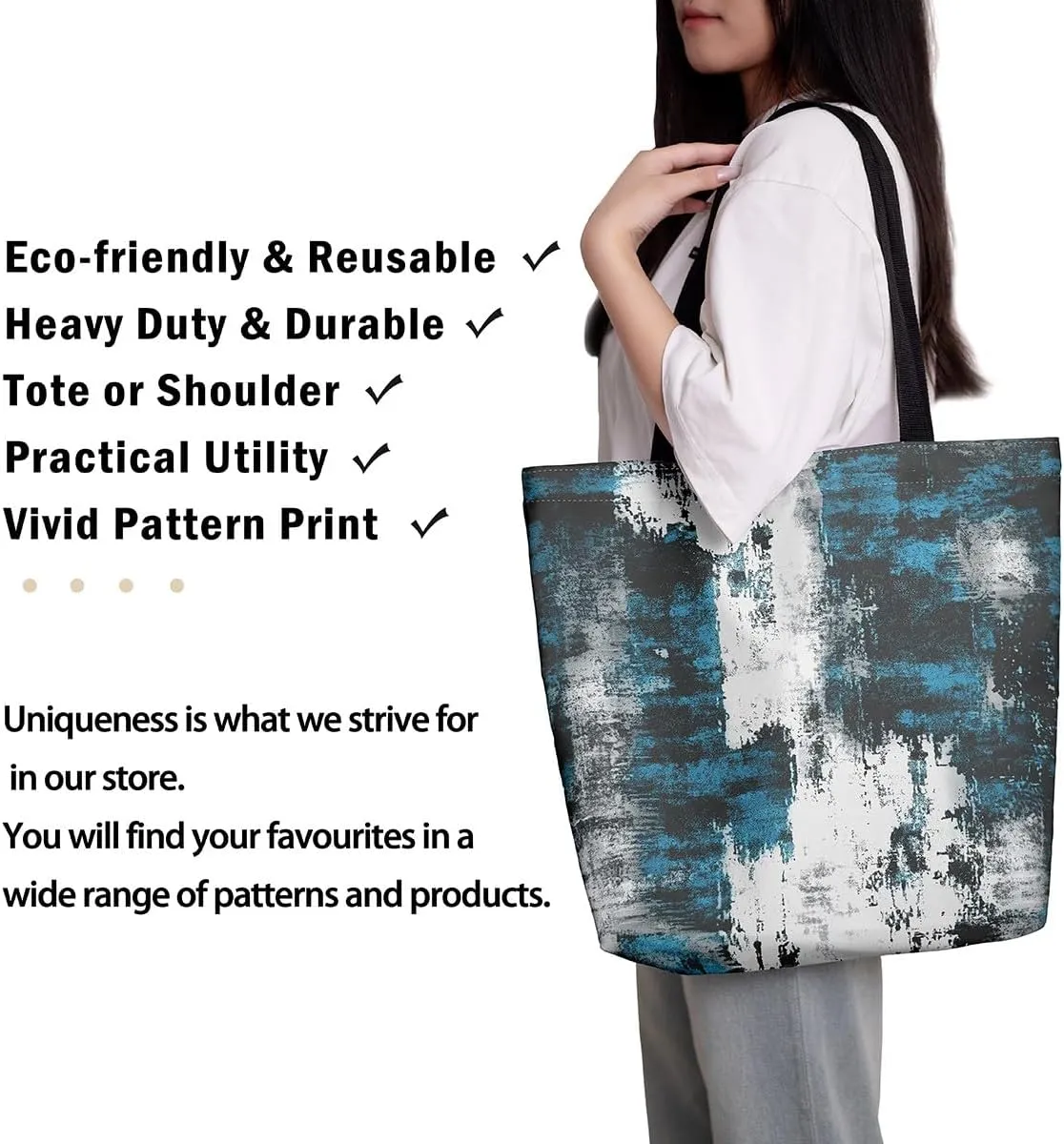 Modern Abstract Canvas Tote Bag Vintage Ombre Art Sandproof Beach Bag,Minimalism Red Orange Blue